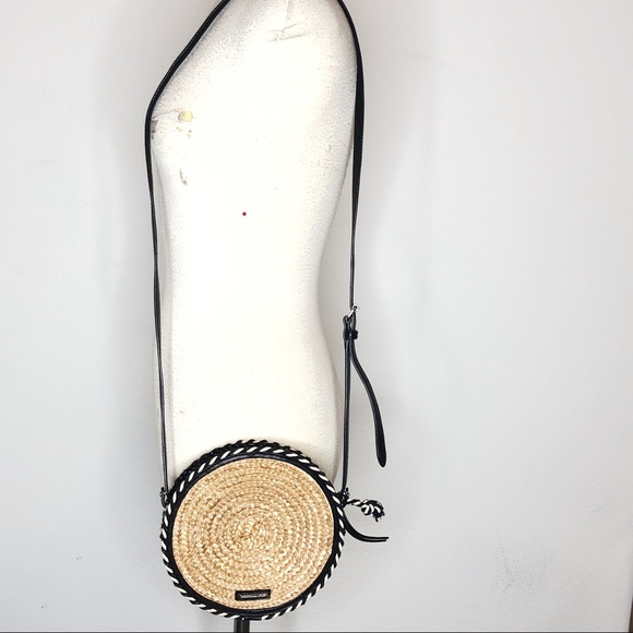 Rebecca Minkoff Straw Circle Crossbody Bag, Blue Multi - Picture 6 of 14